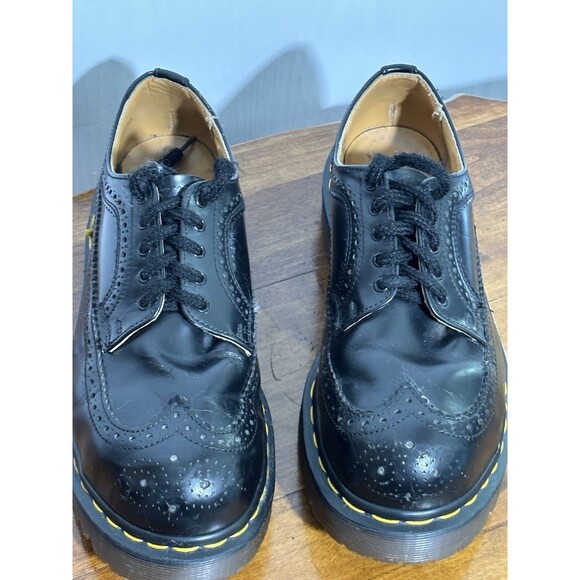 Dr Martens Brogue Wingtip Shoes Black Mens 7 Womens 8 Black England 90s Lug Sole - Picture 3 of 16